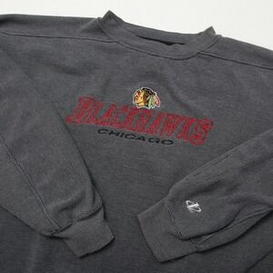 Vintage Chicago Blackhawks Sweatshirt Mens 2XL Gray NHL Hockey Logo Athletic 90s